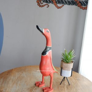 Decoration Bamboo Root Duck Motif with Painted Wood Craft Home and Garden Ornament