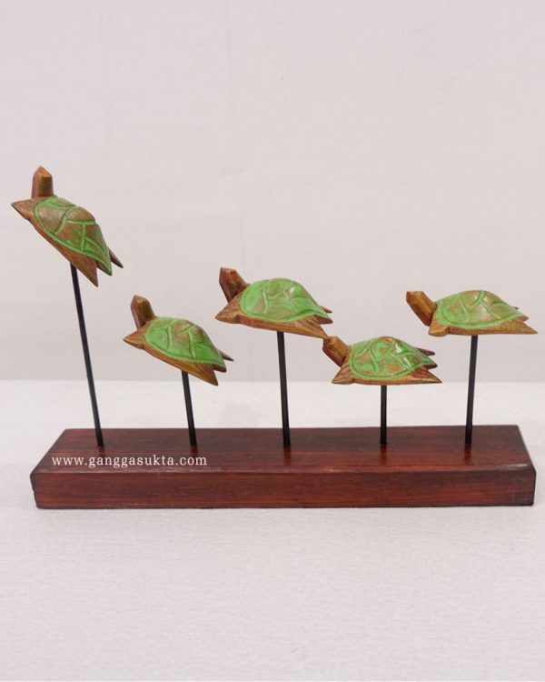 Home Decoration Wooden Turtle with Stand Painted Colors