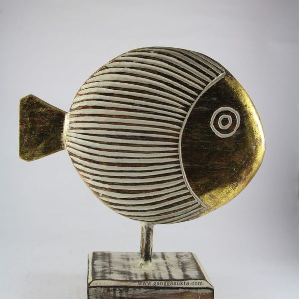 Wooden Home Decoration Fish Gold Colors