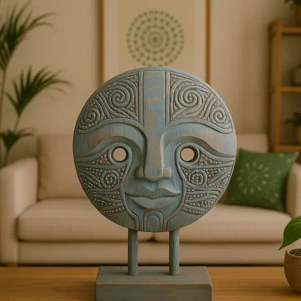 Ethnic Wooden Face Sculpture Artistic Decoration with a Traditional Touch