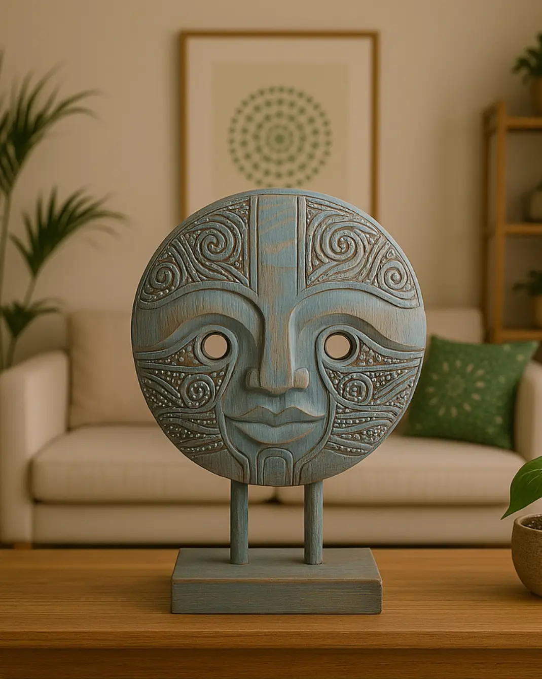 gambar-5 Ethnic Wooden Face Sculpture Artistic Decoration with a Traditional Touch