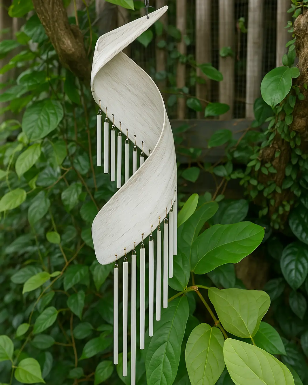 gambar-7 Spiral Harmony Wind Chime Modern Natural Bamboo Accent for Indoor & Outdoor Spaces